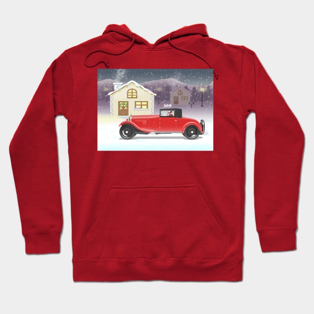 Santa Claus Is Arriving Hoodie by DesignWood Atelier